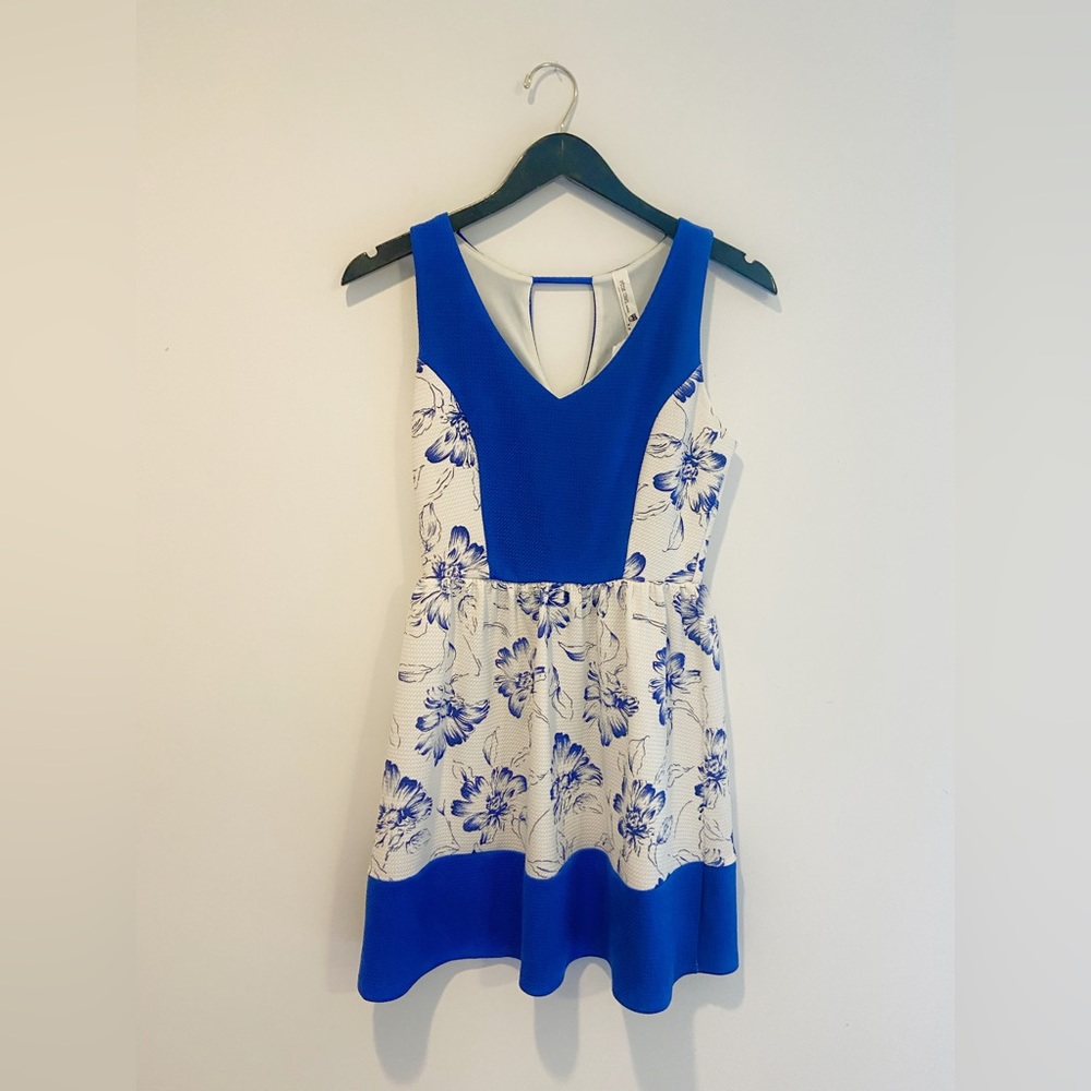 Blue and white floral dress